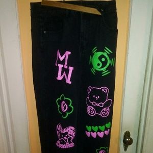 Shein women's size large black print jeans